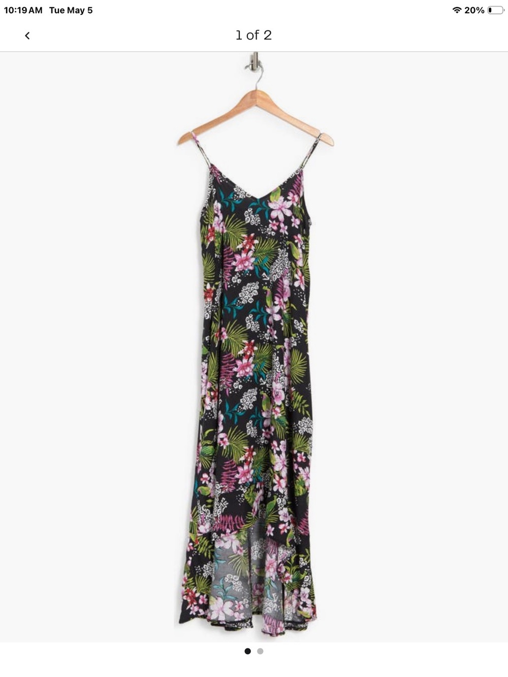 BOHO ME Tropical Leaf Printed Hi-Lo Flounce Hem Dress / Cover-Up